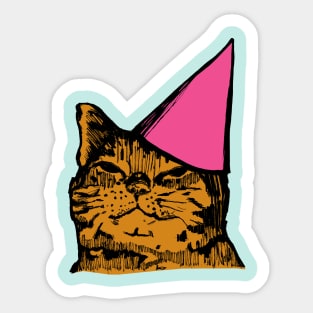 Drunk Party Cat (Pink Version) Sticker